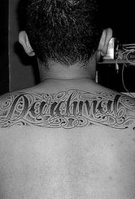 back design of the English alphabet inscription tattoo pattern