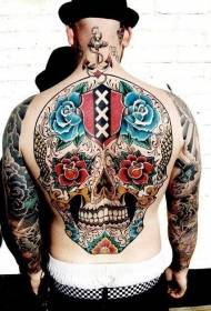 terug kleur gepersonaliseerde bloem schedel tattoo patroon