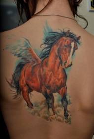back great beautiful Pegasus tattoo pattern