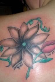 leđa slatka jasmina i tulipana uzorak tetovaža