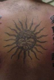 Efterkant Sun Totem en Character Tattoo Patroon