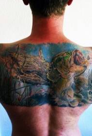 mbrapa modelin e tatuazheve të peshkut të shkatërruar me ngjyra natyrale