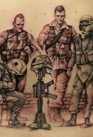 back Army soldiers commemorate the mourning tattoo pattern