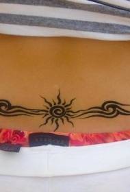 cintura negro rizado sol tótem tatuaje patrón