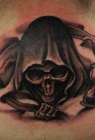 Užpakalinės mirties ir „Hourglass“ tatuiruotės modelis