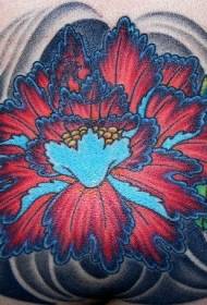 vita Modello di tatuaggio floreale rosso e blu molto luminoso e affascinante