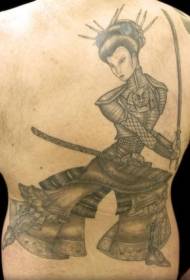 Modello di tatuaggio posteriore donna guerriera nera