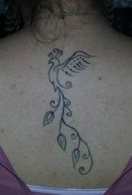 motif de tatouage oiseau combinaison de vigne noir