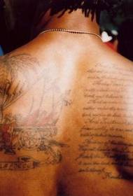 paesaggio posteriore con motivo a tatuaggio alfabeto inglese
