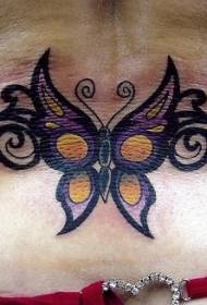 lankas ryškus drugelio ir totemo tatuiruotės modelis