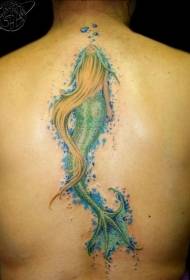 leđa lijep obojeni uzorak sirena tetovaža