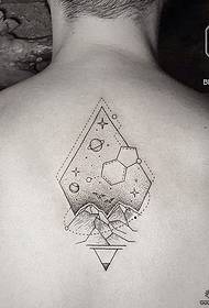 леђа геометријски универзум планета убодна тетоважа мали узорак