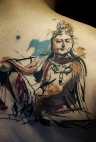 likod nga linya nga tinta nga estilo sa Buddha nga sumbanan sa tattoo