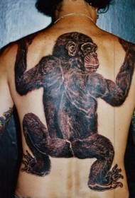 terug indrukwekkend groot tattoo-patroon van de chimpansee