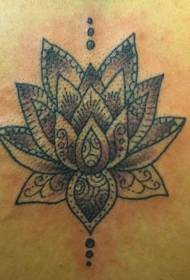 malantaŭa klasika nigra triba lotuso-tatuaje-ŝablono