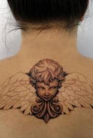 terug schattige kleine engel met vleugels tattoo patroon