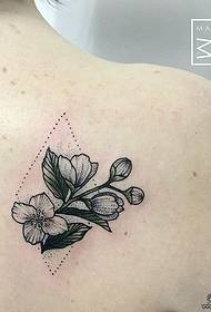 девојки назад геометрија мала шема цвет шема на тетоважи