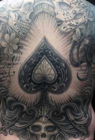 Simboli i mbrapa Spades me modelin e tatuazhit të hardhisë me lule kafkë