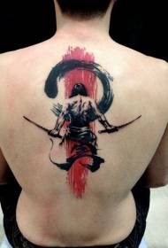 terug geweldig zwart en rood krijger tattoo-patroon