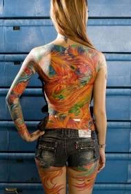 Keçan Piştgiriya Modelê Tattoo ya rengîn a Japonî Phoenix