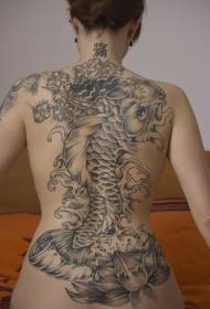 dievčenské späť lotus a chobotnice tetovanie