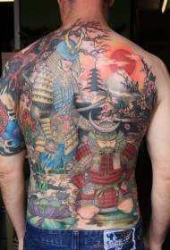 rugkleur Japanese Samurai Tattoo Patroon