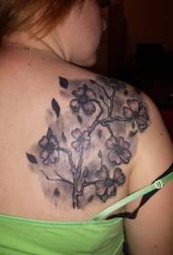 takaisin kylmä harmaa kukka oksat Tatuointi malli