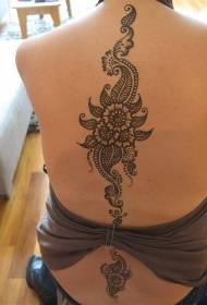 back simple black and white flower personality Tattoo pattern