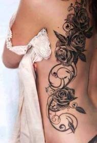 späť krásne čierne sivé ruže tetovanie vzor