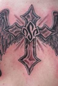 costas cruzar asas e símbolo tatuagem padrão