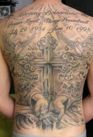 заден крст гулаб писмо комеморативна шема на тетоважи