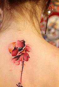 Flower Tattoo Tattoo mei Ingelsk 77158 - Efterkant swart Dapeng Tattoo Patroon