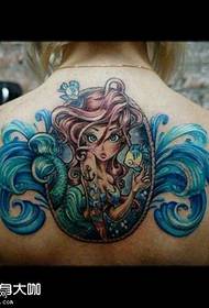 Tillbaka sjöjungfrun tatuering mönster
