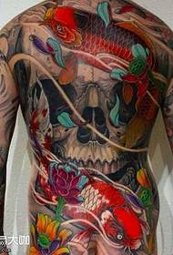 Modello di tatuaggio posteriore pesce rosso