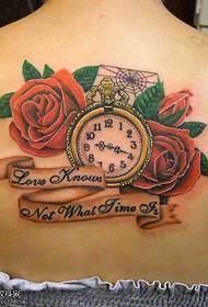 back alarm clock rose ຮູບແບບ tattoo