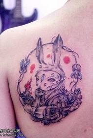 Back Bunny Rose Tattoo Pattern