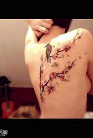 back plum bird tattoo pattern