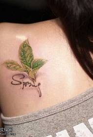 back beautiful leaf tattoo pattern