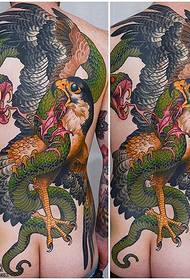 modèle de tatouage de serpent perroquet arrière