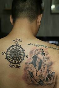 kompas totem tetovanie na chrbte