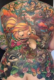 back animal world tattoo pattern
