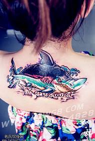 Malované velrybí tetování vzor
