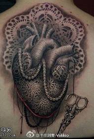 Hátsó csipke szív tetoválás minta