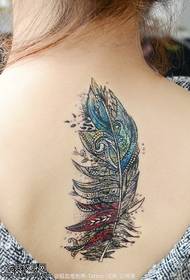 färg vackra fjäder tatuering mönster