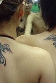 back fashion couple totem tattoo