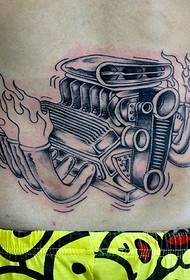 Potente modello di tatuaggio sul retro della vita 76915 - Modello di tatuaggio di fuoco di loto nero