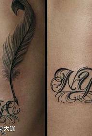 modello tatuaggio piuma posteriore