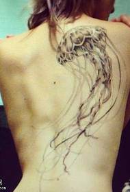 背部水母可爱的性感纹身图案