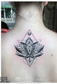 patrón de tatuaje de asiento de loto de geometría trasera 78170 - Patrón de tatuaje de luna sánscrita en la parte posterior