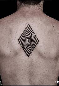 back triangle geometry tattoo pattern